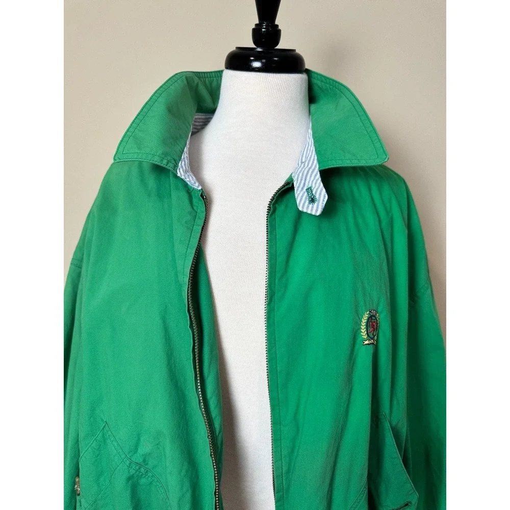 Vintage Tommy Hilfiger‎ Green Windbreaker Jacket XL Crest Golf 90s